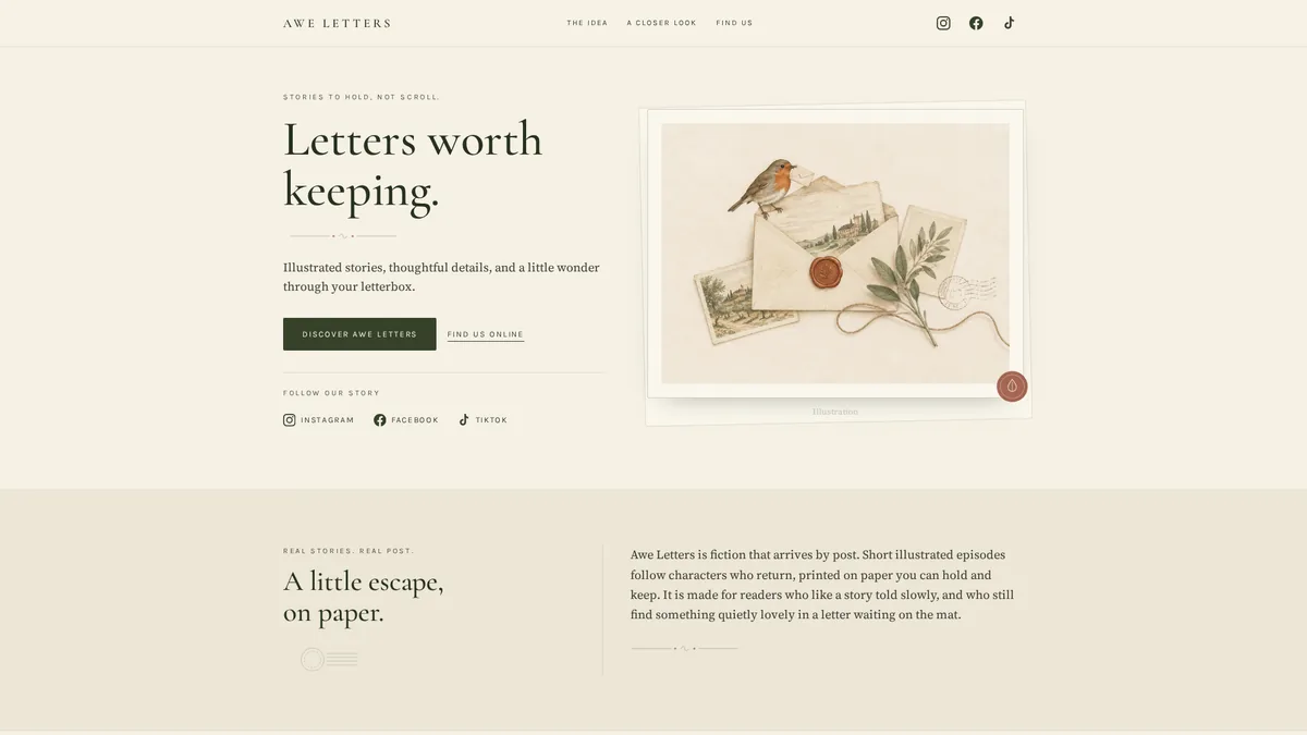 Awe Letters — Creative & Storytelling — Anglo Ascot Group venture